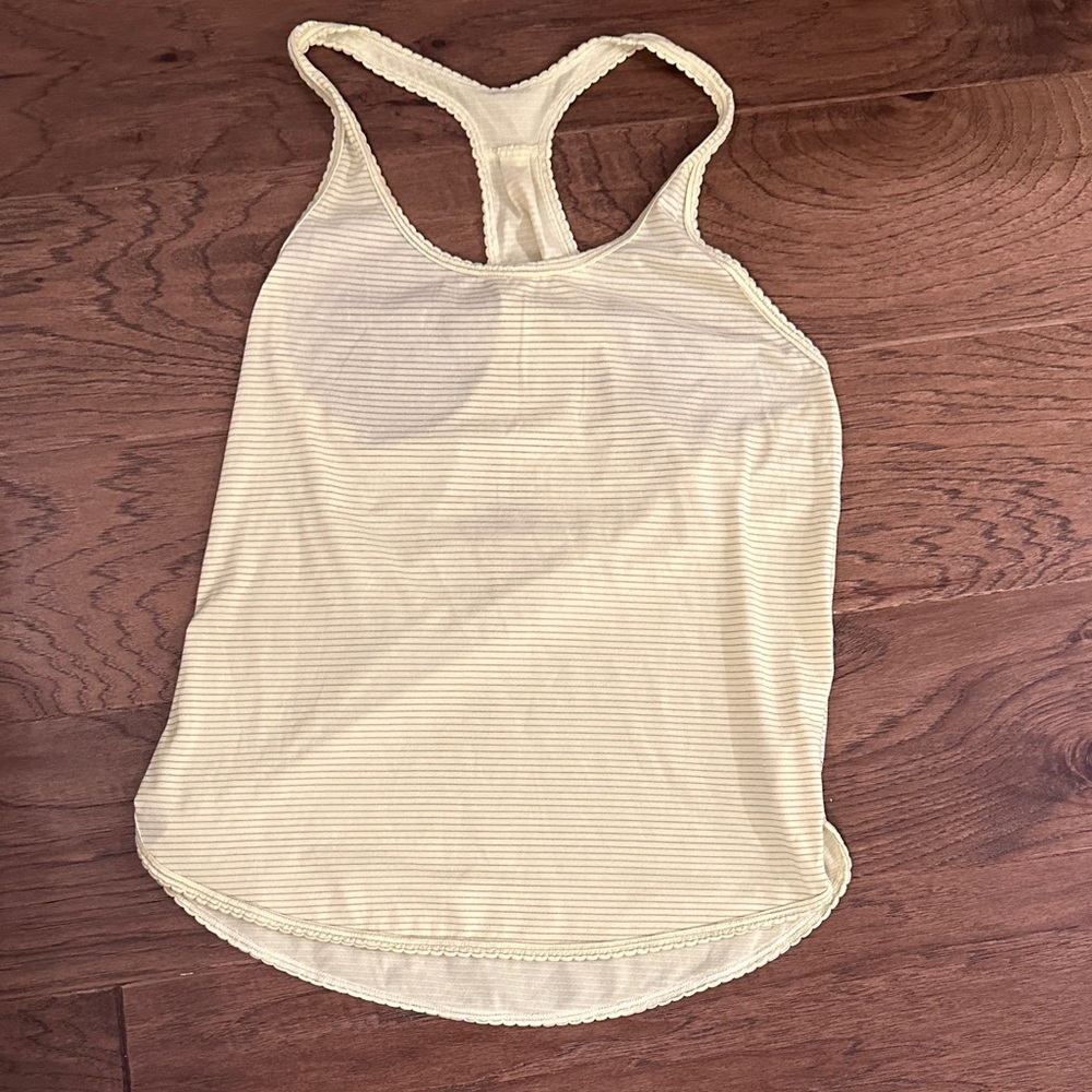 LULULEMON Women's SZ 6 yellow grey  stripe tank Tank Top